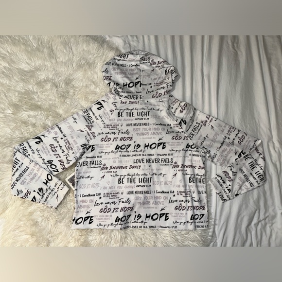 Vibe N’ | NWT Christian Religious God Biblical Quotes Graphic Print Hoodie - Picture 5 of 15